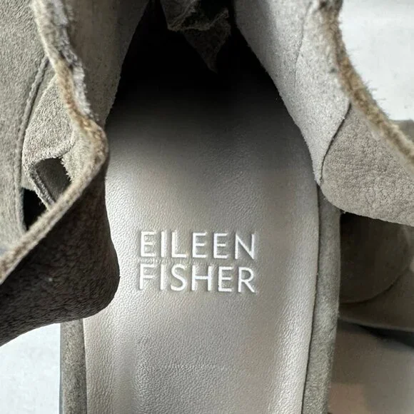 Eileen Fisher Buoy Suede Criss Cross Close Toe Wedge Platform Sandals 8 1/2 - Picture 9 of 13